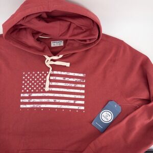 NWT Life is Good Mens XXL American Flag Hoodie Red Pullover Patriotic USA NEW